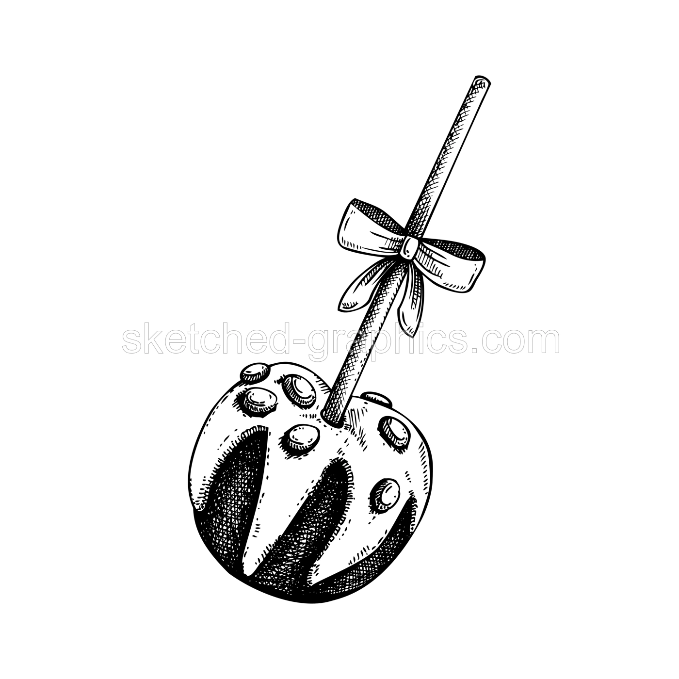 Apples in chocolate sketches. Hand-drawn vector illustrations. Sweet food, dessert, candy, souvenir drawing. Traditional Christmas market food design elements. Menu, label, packaging Illustration